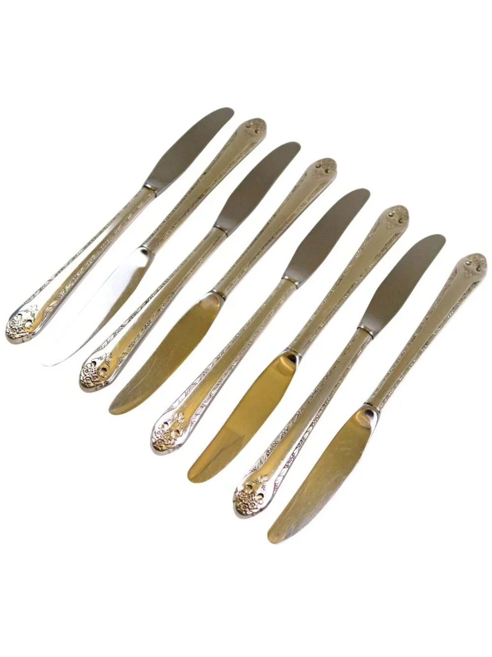 Lovely Lady Grille Knives (Set of 8) Holmes & Edwards Inlaid Silverplate